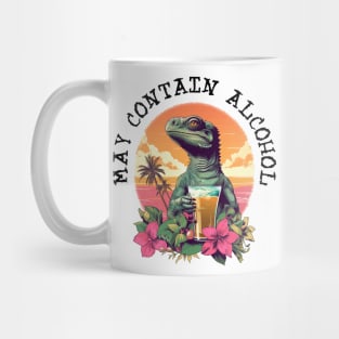 Green Lizard Holding Beer - May Contain Alcohol (Black Lettering) Mug